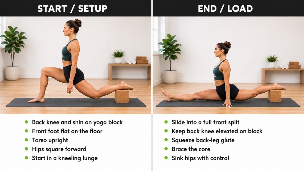 Back Knee Elevated Over-Split β start/setup and end/loaded positions