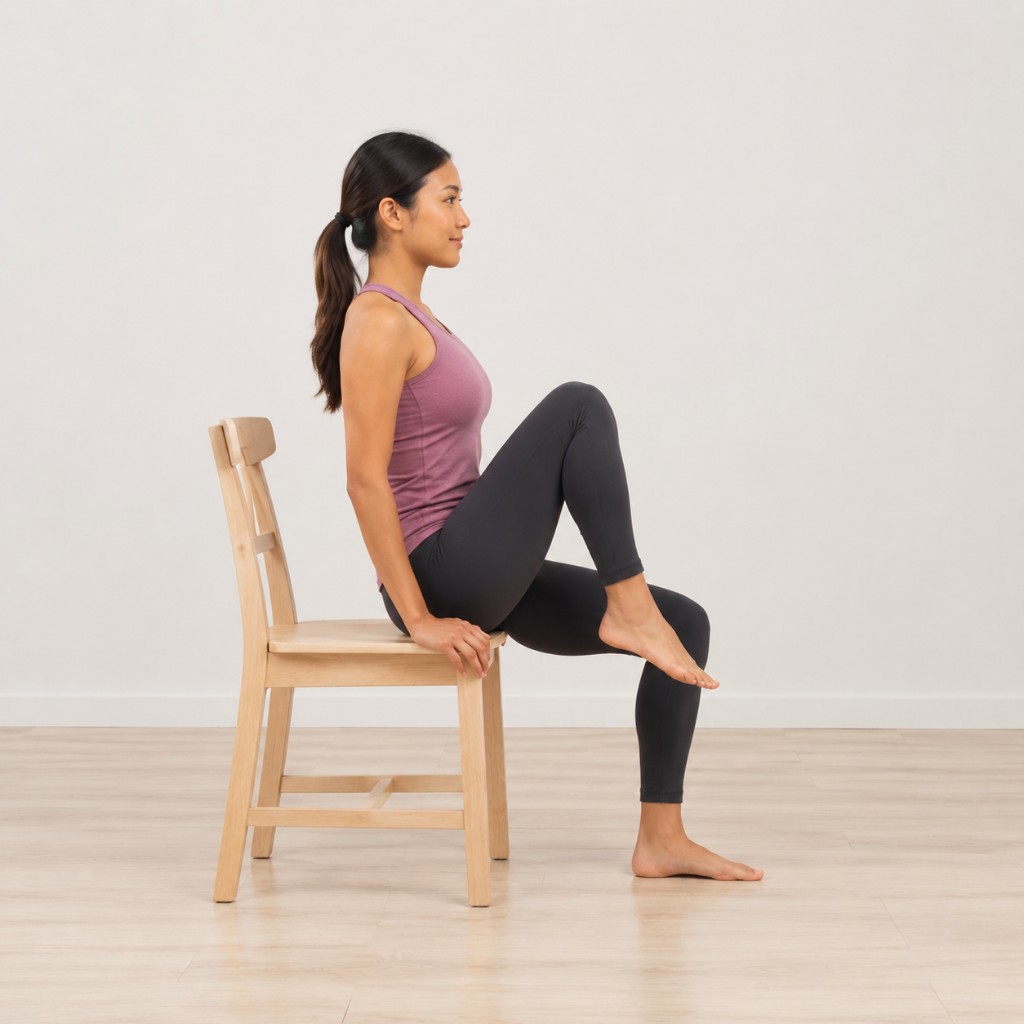 Hip Flexor Seated Raise — start/setup and end/loaded positions