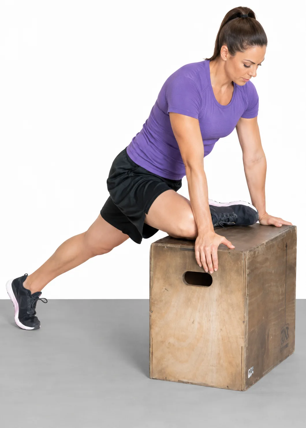 Pigeon Stretch on Box demonstration